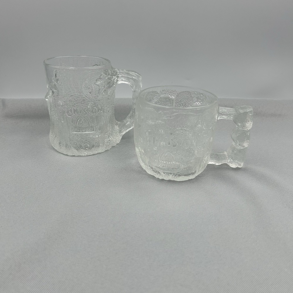 Set Of 2 1993 McDonalds Flintstone Rocky Road & Treemendous Mugs‎ Cups Glasses